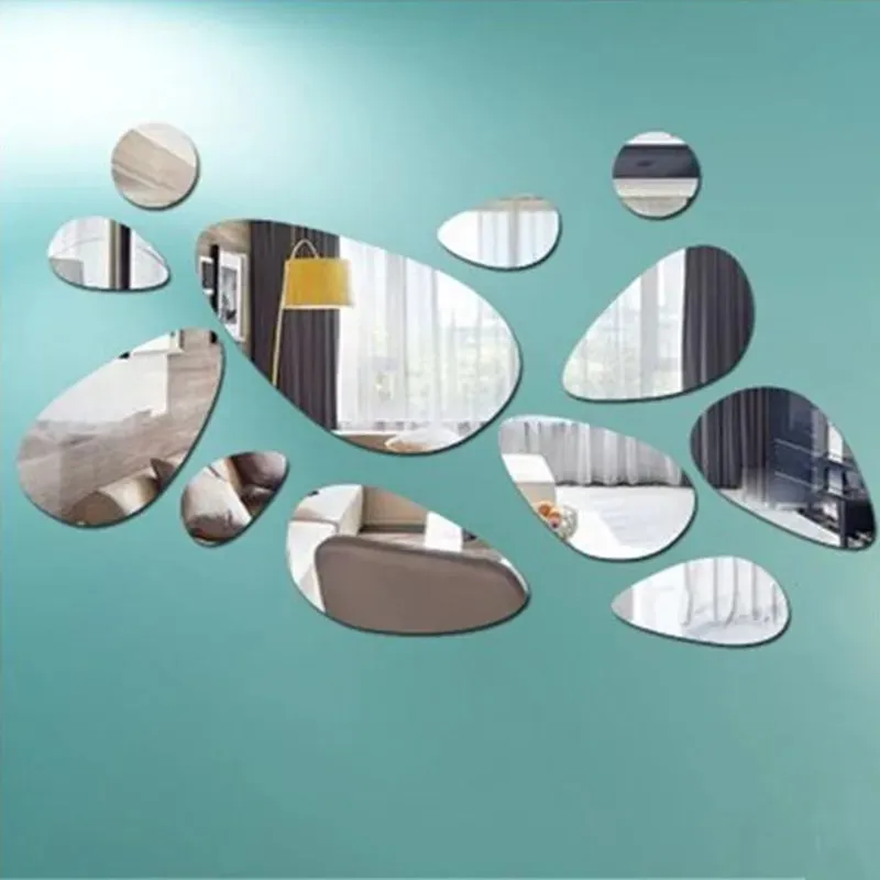 12Pcs/Set 3D Diy Wall Sticker Decoration Mirror Wall Stickers For Tv Background Home Decor Modern Ac