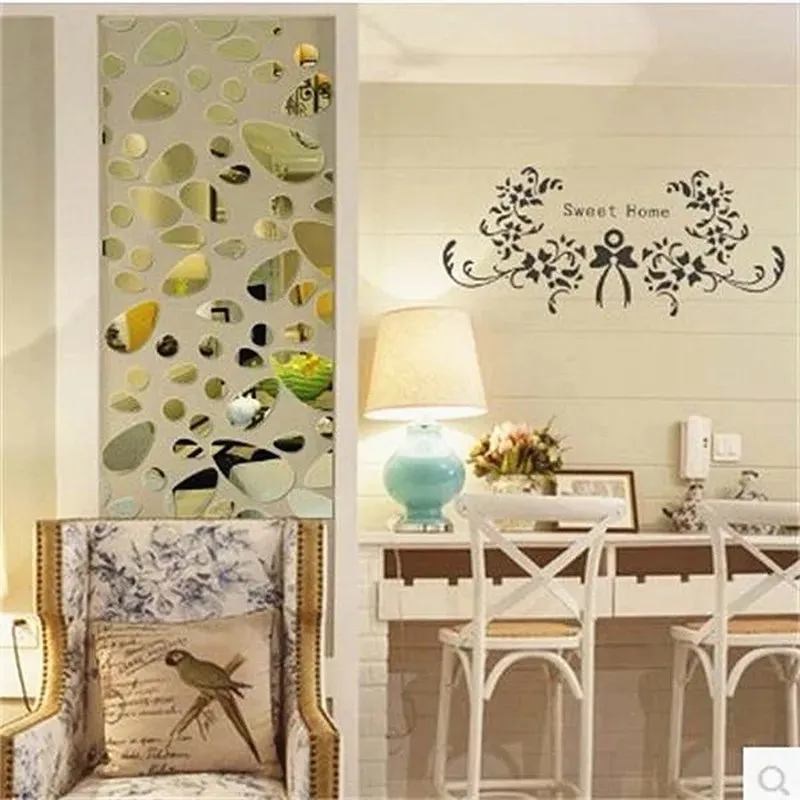 12Pcs/Set 3D Diy Wall Sticker Decoration Mirror Wall Stickers For Tv Background Home Decor Modern Ac