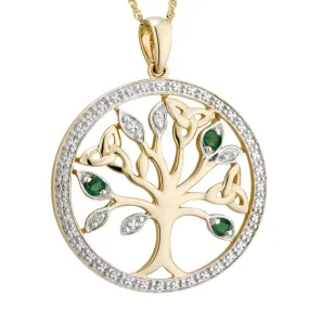 14k Gold, Diamonds & Emeralds Tree of Life