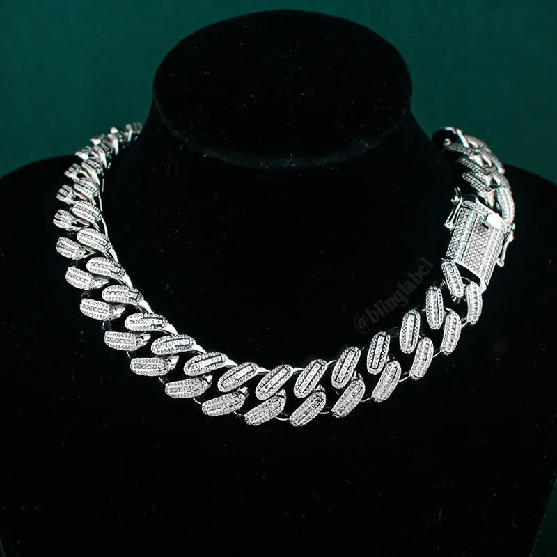 18mm Diamond Cuban Link Chain in White Gold