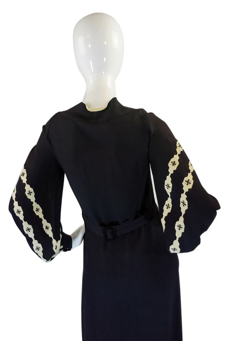 1940s Amazing B&W Crepe Swing Dress