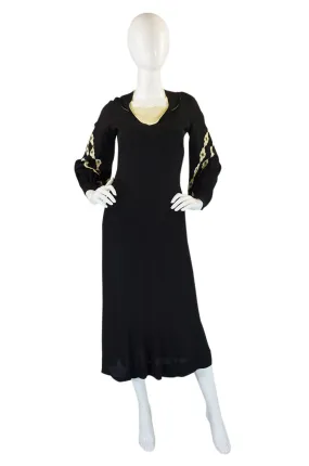 1940s Amazing B&W Crepe Swing Dress