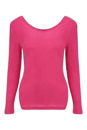 2 option neckline Merino Blend Top | CERISE | 6394ZR