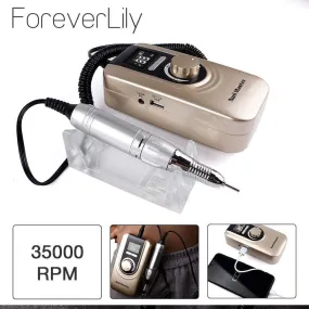 25W Multi-function 35000RPM Rechargeable Portable Strong Polishing Electric Nail Drill Machine Manicure Pedicure Set Nail Tools