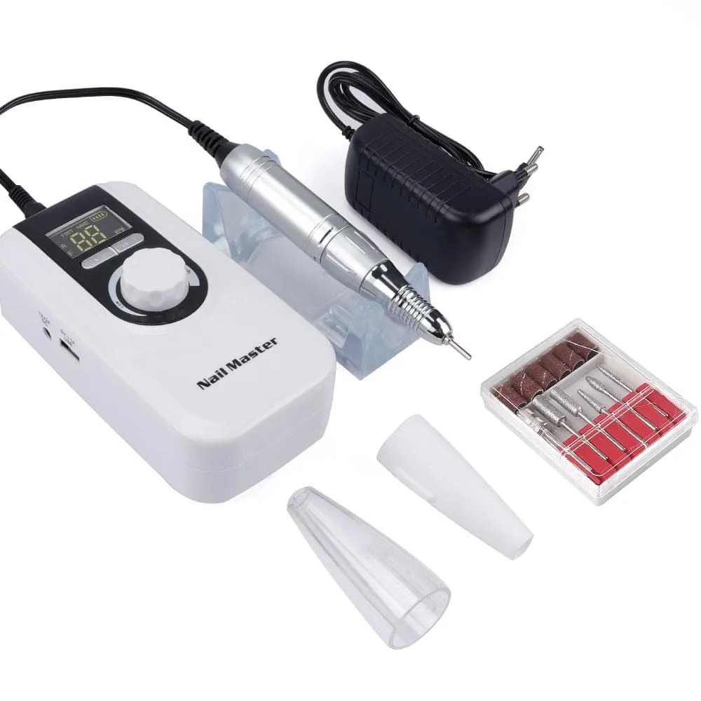 25W Multi-function 35000RPM Rechargeable Portable Strong Polishing Electric Nail Drill Machine Manicure Pedicure Set Nail Tools