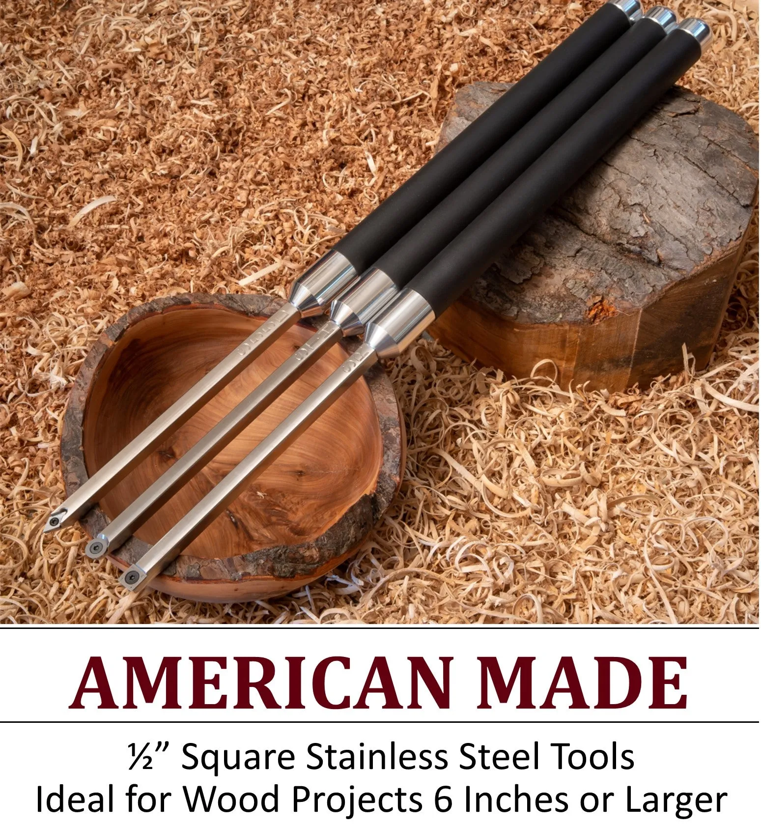 3 Carbide Tools - Rougher, Hollower and Detailer each with a Foam Grip Handle - 26.5 Overall