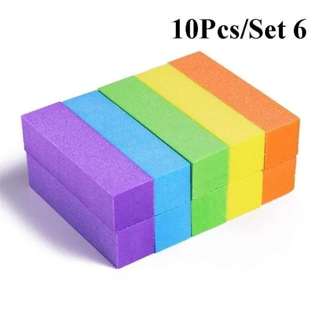 5/10Pcs Nail Buffers Files Set Sponge Sanding Block Grinding Polishing Manicuring Pedicure Professional Nail Art Tools