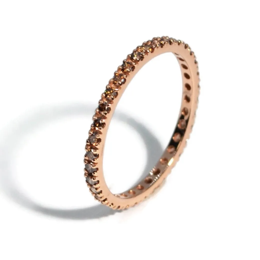 A & Furst - France Eternity Band Ring with Brown Diamonds all around, French-set, 18k Rose Gold