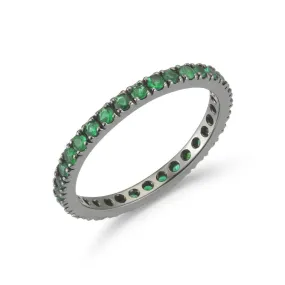 A & Furst - France Eternity Band Ring with Emeralds all around, French-set, 18k Blackened Gold