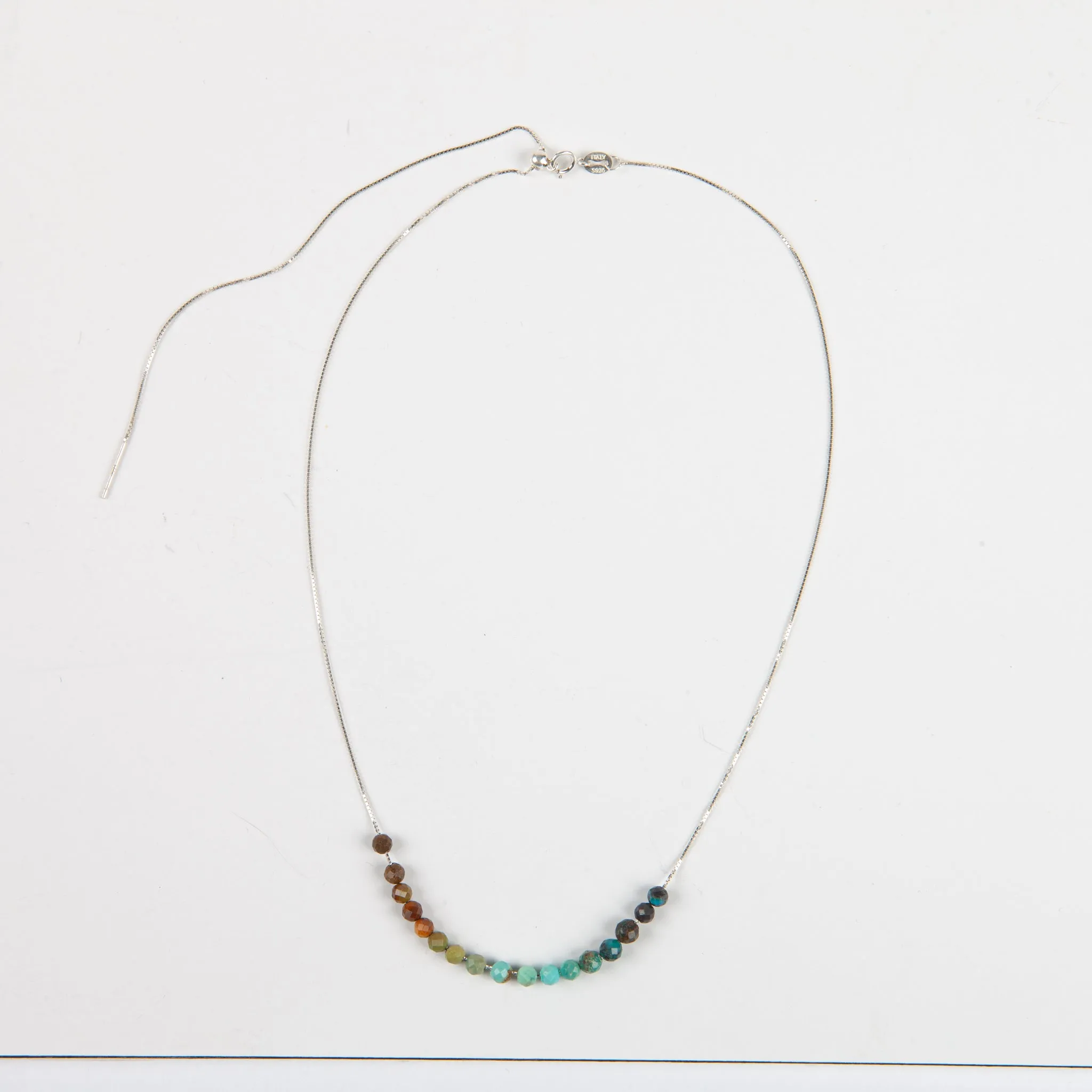 African Turquoise Adjustable Slide Chain Gemstone Necklace