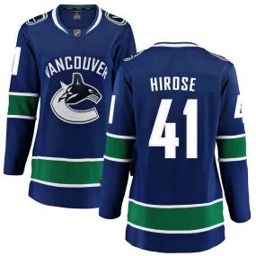 Akito Hirose Vancouver Canucks Fanatics Branded Women's Home Breakaway Jersey - Blue