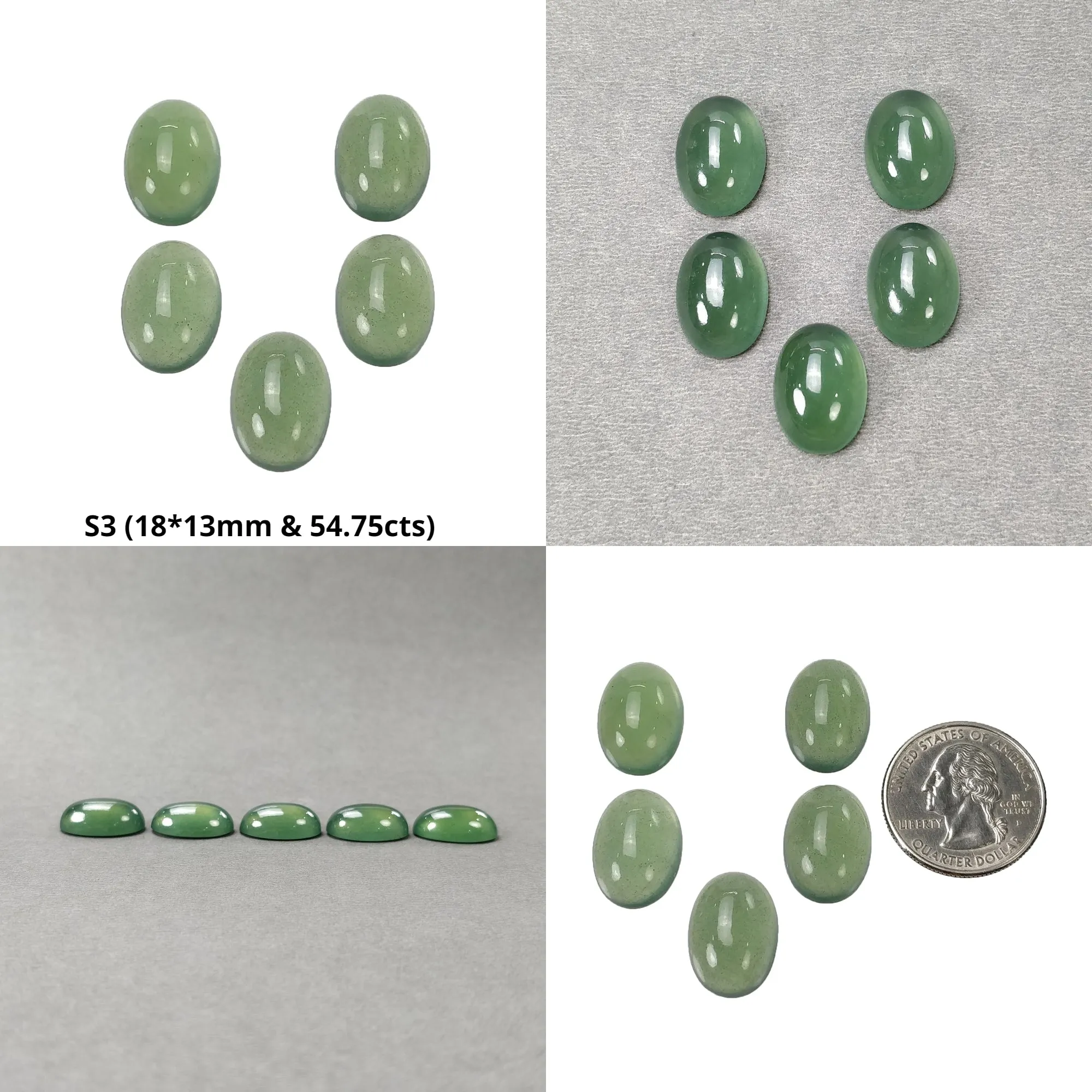 ANTIGORITE SERPENTINE Gemstone Cabochon : Natural Untreated Green Serpentine Oval Shape 18*13mm 5pcs Set