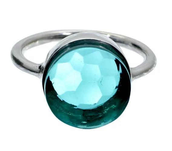 Apatite Hydro 925 Sterling Silver Handcraft Bezel Set Ring, Round Stone Plain Ring For Birthday Gift