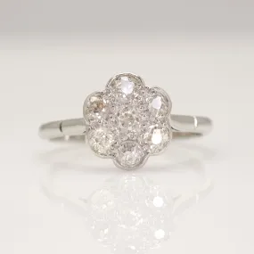 Art Deco White Gold Diamond Daisy Cluster Ring