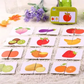 Baby Toys Montessori wooden Cognitive Pair Puzzle Card Toy For Kids Learning Education Vehicle/Fruit/Animal/Life Set Puzzle Gift