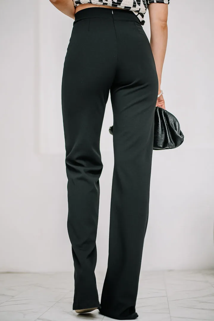 Back To Business Wide Leg Pants | Black