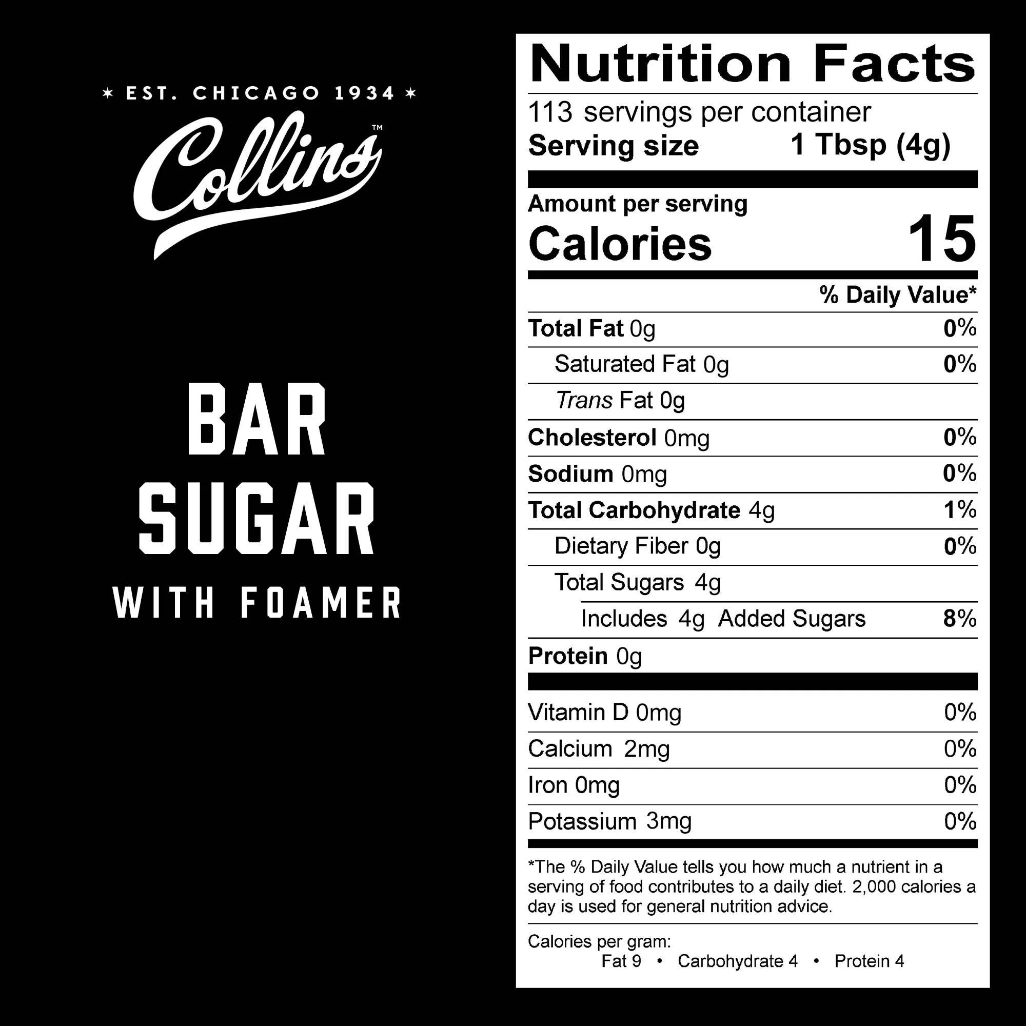 Bar Sugar with Foamer 16oz. by Collins