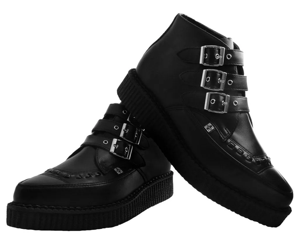 Black TUKskin 3-Buckle Pointed Creeper Boot