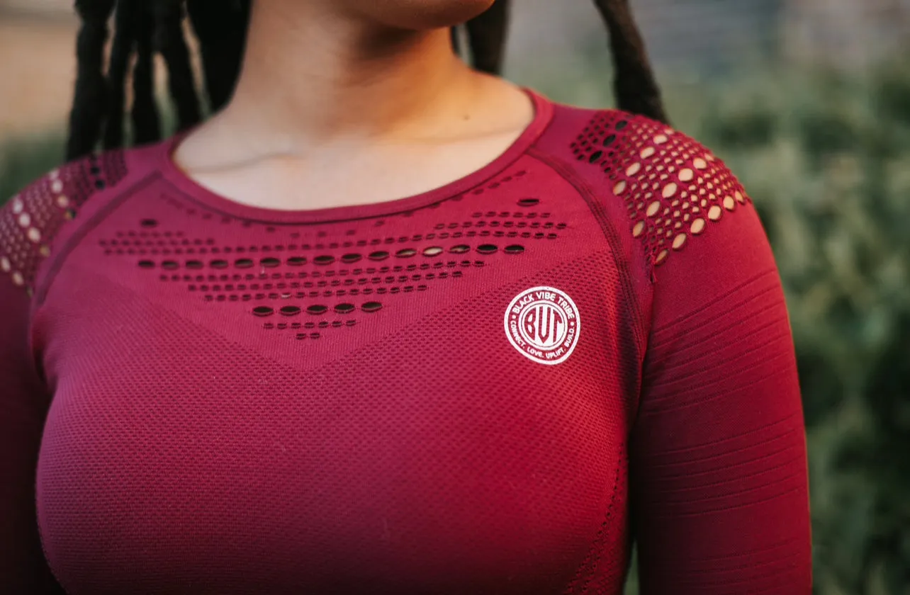 Black Vibe Tribe Signature Fitness Top (Burgundy)