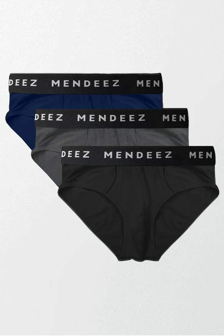 Briefs - Black, Charcoal Grey & Navy Blue Pack Of 3