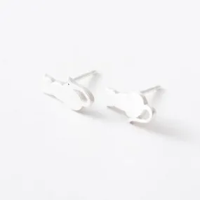 Brushed Silver Sitting Cat Studs