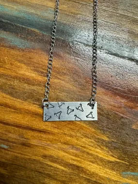 Bull Head Engraved Large Bar Necklace