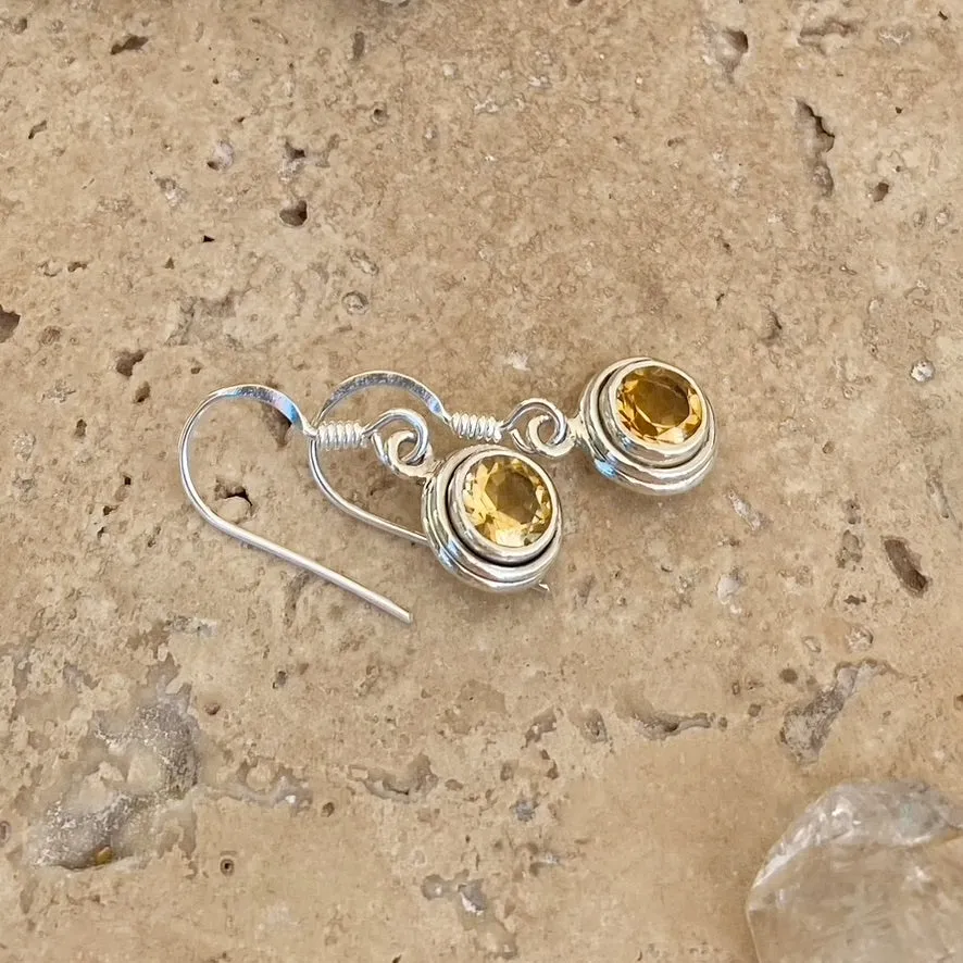 Citrine Round Gemstone Earrings - Jyn