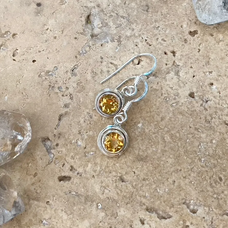 Citrine Round Gemstone Earrings - Jyn