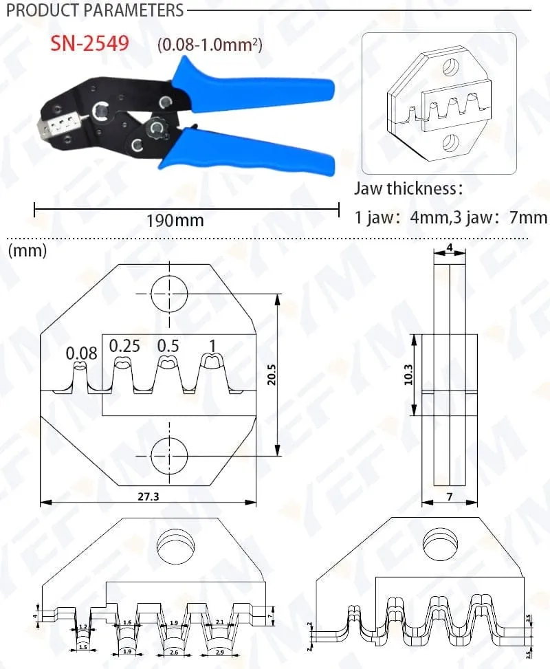 Crimping Pliers SN-48BS/2549 For Tab 2.8 4.8 6.3 XH2.54 SM2.5 DuPont2.54 Terminals Car Connector Wire Electrician Tools Set