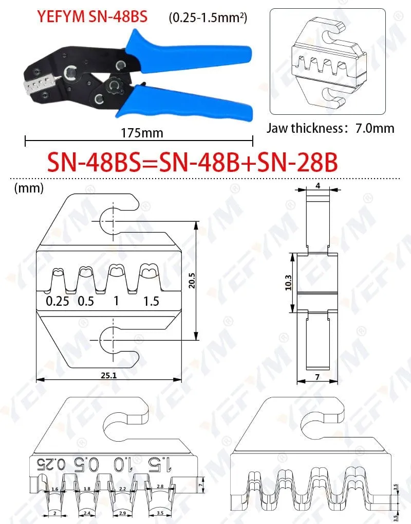 Crimping Pliers SN-48BS/2549 For Tab 2.8 4.8 6.3 XH2.54 SM2.5 DuPont2.54 Terminals Car Connector Wire Electrician Tools Set