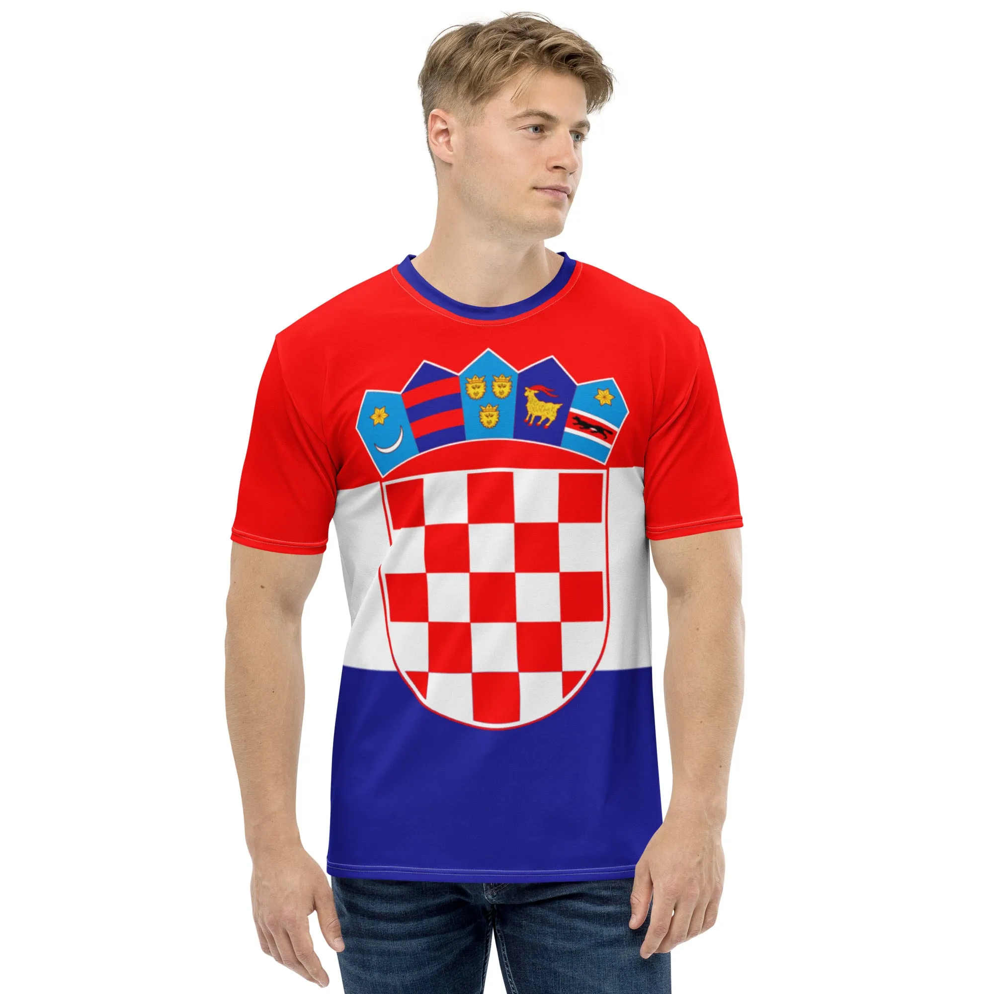 Croatia Flag Men's T-shirt With Coat Of Arms / Patriotic Clothing