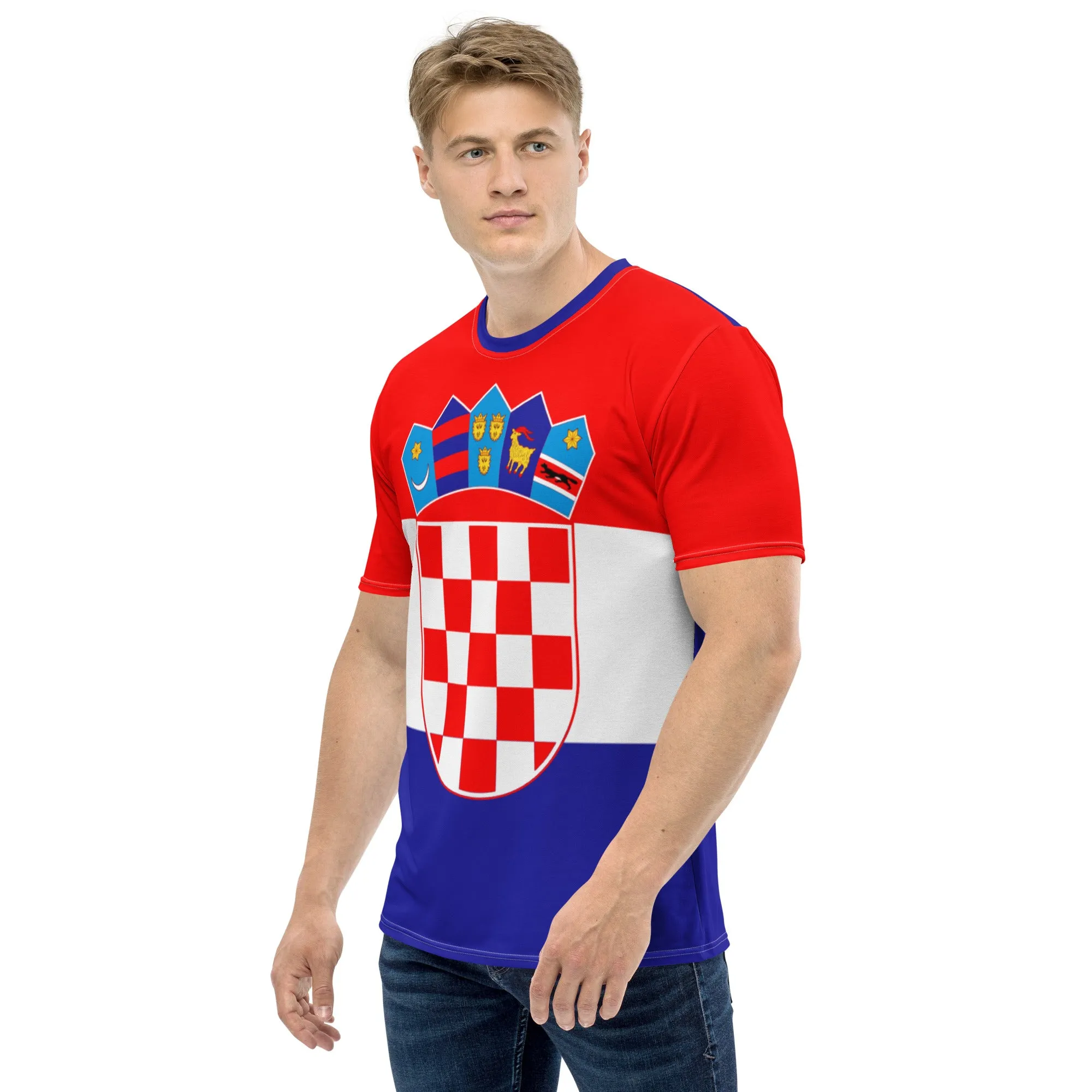 Croatia Flag Men's T-shirt With Coat Of Arms / Patriotic Clothing