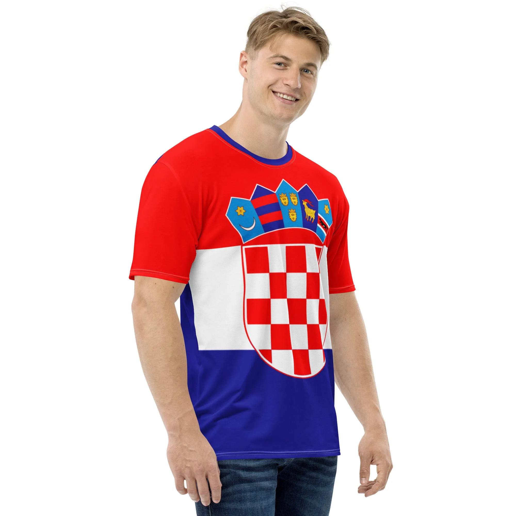 Croatia Flag Men's T-shirt With Coat Of Arms / Patriotic Clothing