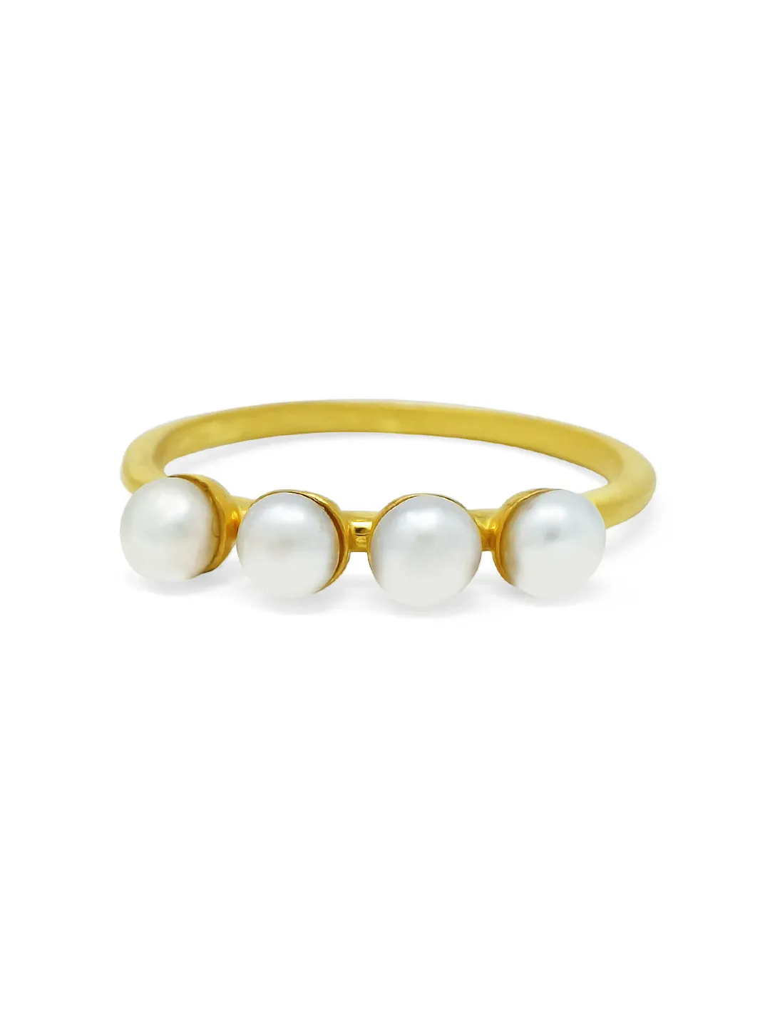 Dainty Pearl Station Sterling Silver Ring