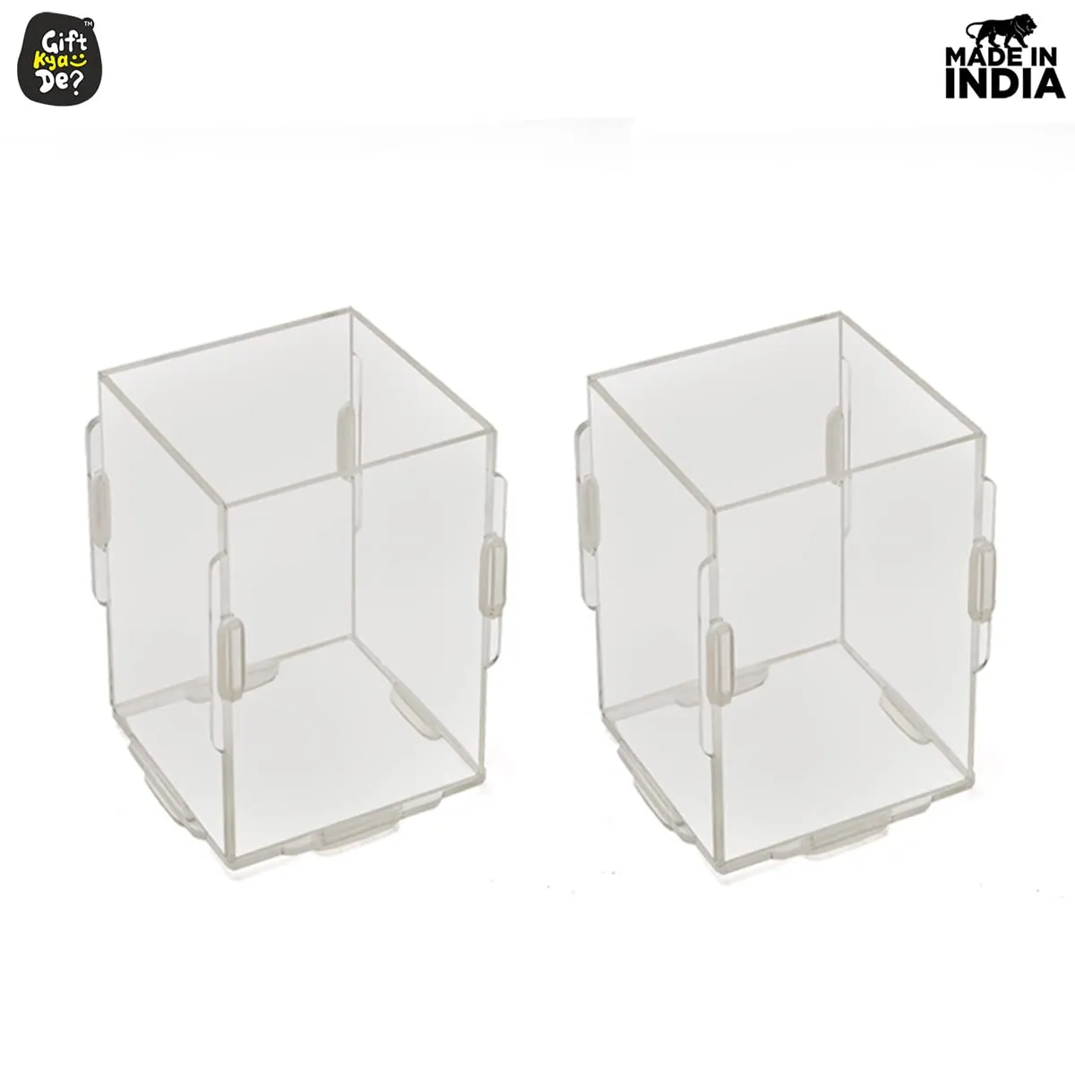 Desk Organizer 2 & 4 Piece Acrylic Pen Holder | Crystal Clear Pencil Holder | Stationery Organizer