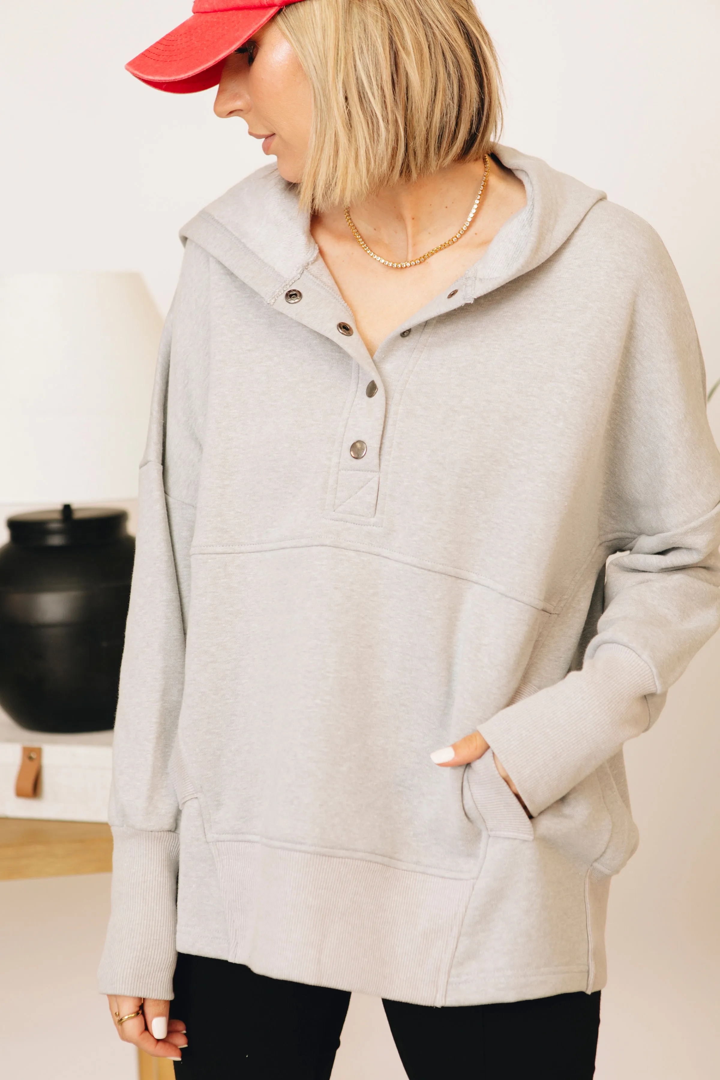 Doorbuster - Half Button Fleece Hooded Pullover (S-L)