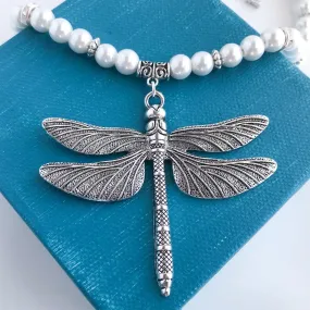 Dreamy Dragonfly Pearl Necklace