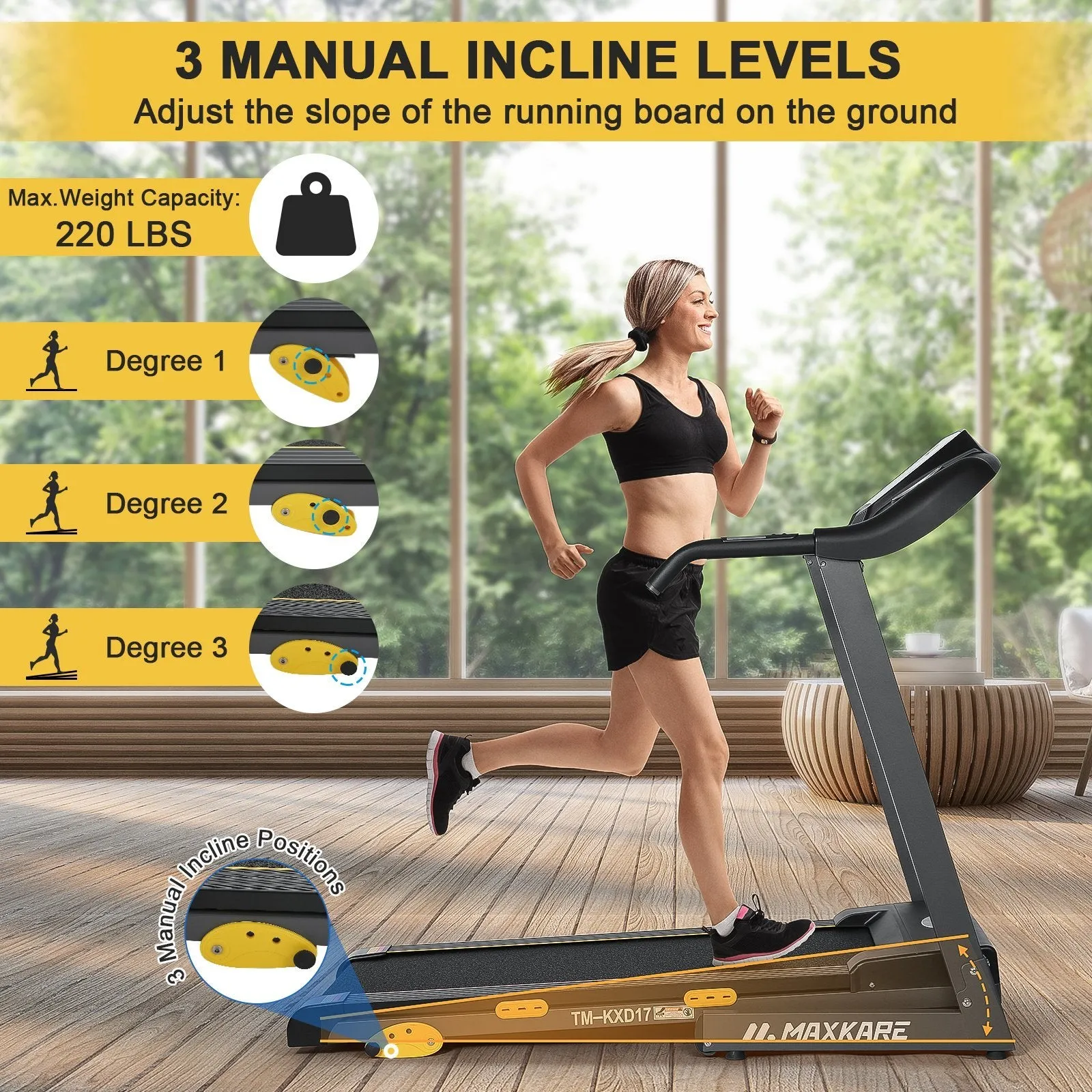 Electric Motorized Running Machine Folding Treadmill 17'' Wide Tread Belt w/Incline LCD Display and Cup Holder Easy Assembly with 15 Preset Programs Perfect for Home Use