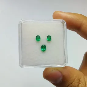 Emerald Gemstone Normal Cut : 0.80cts Natural Untreated Unheated Green Emerald Oval Shape 4.5*3.5mm - 5*4mm 3pcs Set