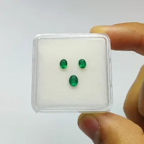 Emerald Gemstone Normal Cut : 0.80cts Natural Untreated Unheated Green Emerald Oval Shape 4.5*3.5mm - 5*4mm 3pcs Set