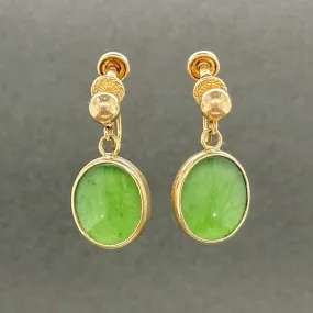 Estate 14K R Gold 2.77ctw Nephrite Screw On Earrings