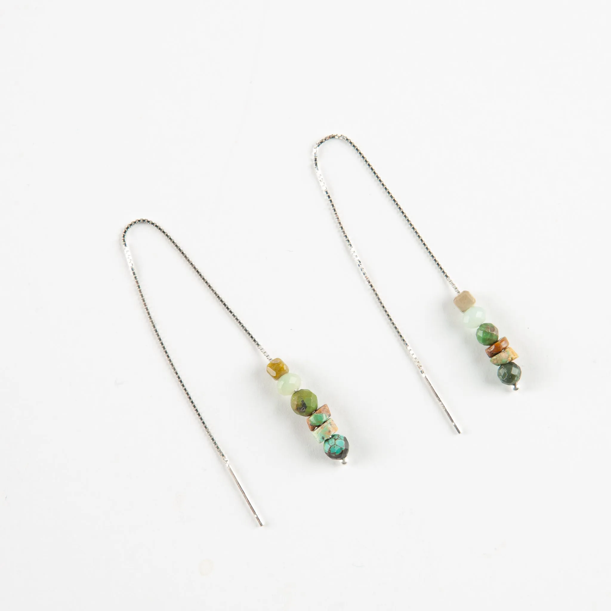 Green Turquoise & Amazonite Threader Earrings