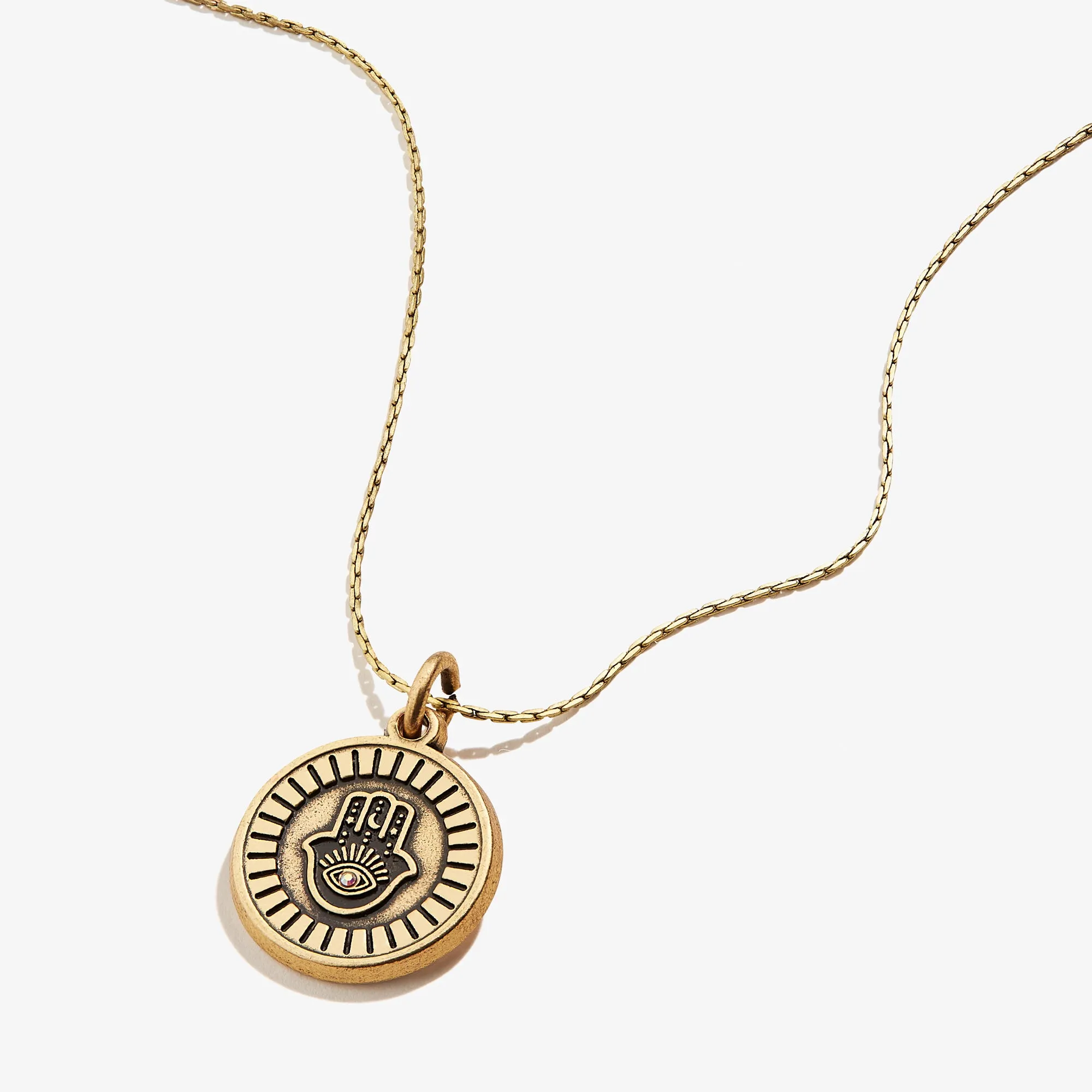 Hamsa Embossed Charm Necklace