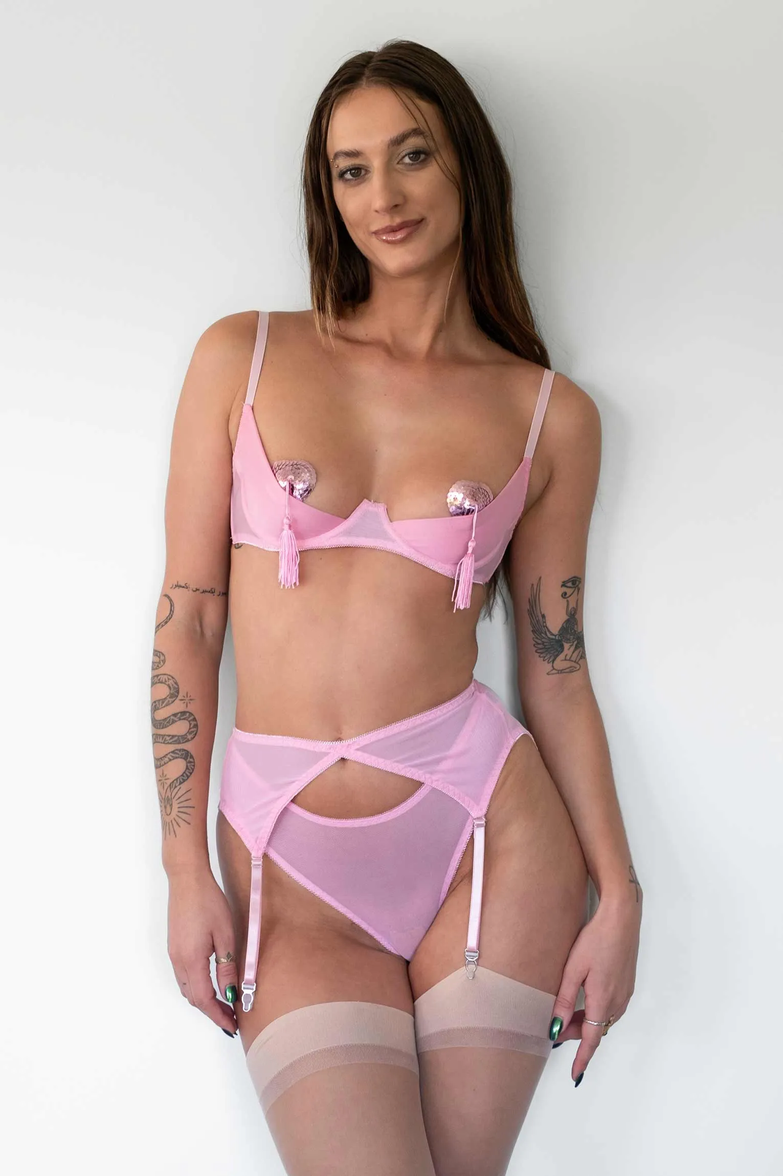 Kayla Open Knicker Cheeky Heart Pink