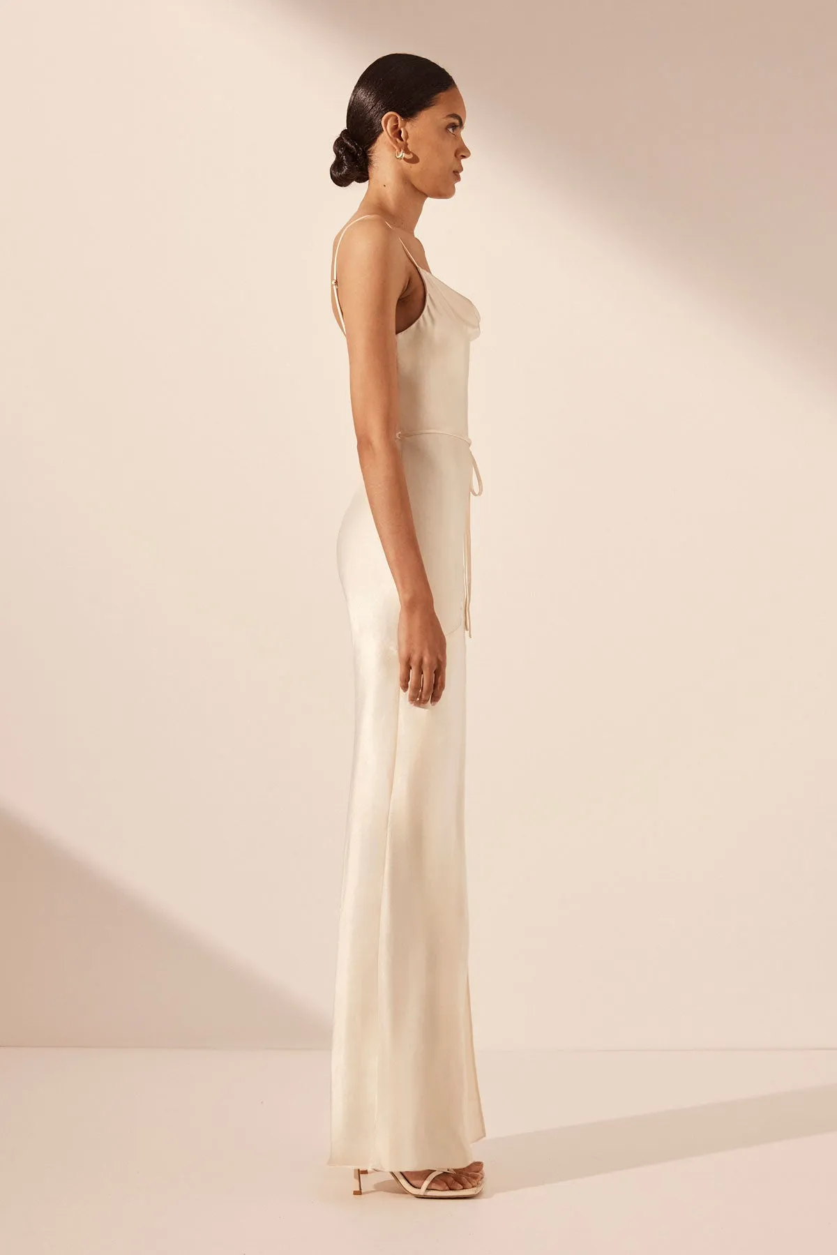 LA LUNE BIAS COWL MAXI DRESS - CREAM