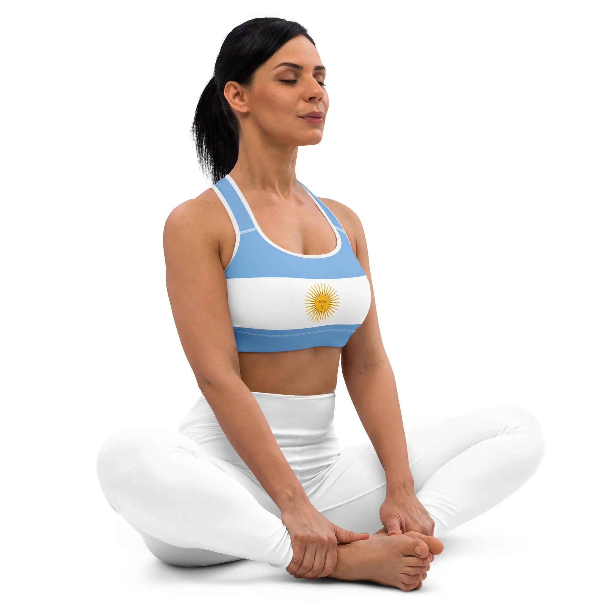 Light Blue Sports Bra / Argentina Flag Clothing / Women's Sports Bra