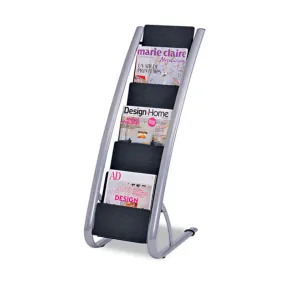 Literature Floor Display Rack, Silver w/ Black