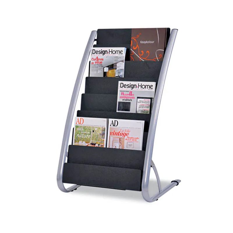 Literature Floor Display Rack, Silver w/ Black