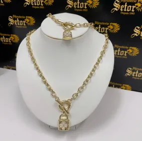 Lock necklace & bracelet S109