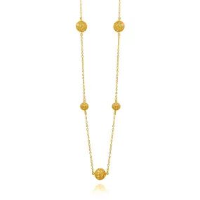 LUCRECIA GOLD LONG NECKLACE FIVE SPHERES FILIGREE